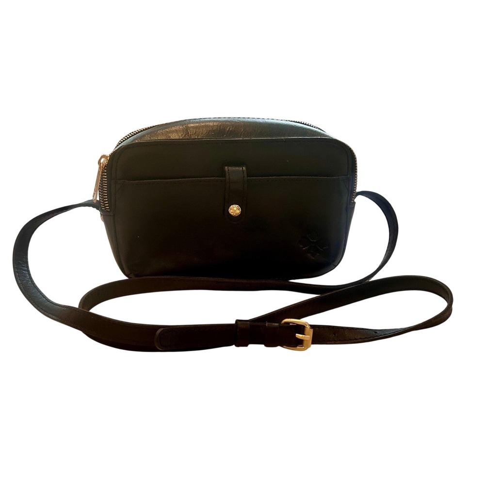 Patricia Nash Black Leather Crossbody Bag Gold Tone Hardware
